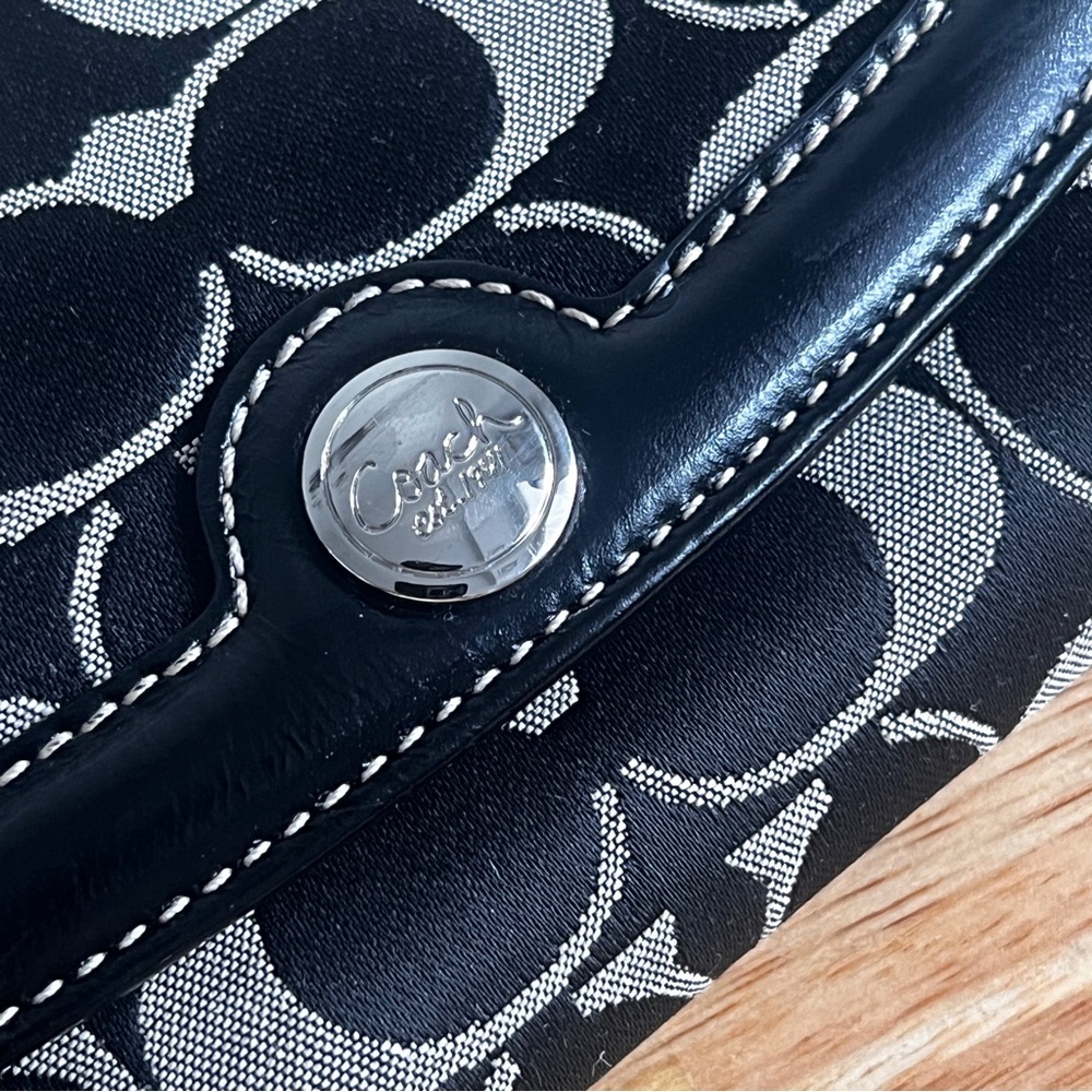 Vintage Coach Signature Jacquard Leather Black and Gray Continental Wallet - Picture 2 of 13